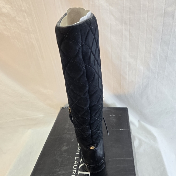 Lauren Ralph Lauren Hollie II Tall Riding Boots Womens 5.5 Black Quilted New - Picture 6 of 6